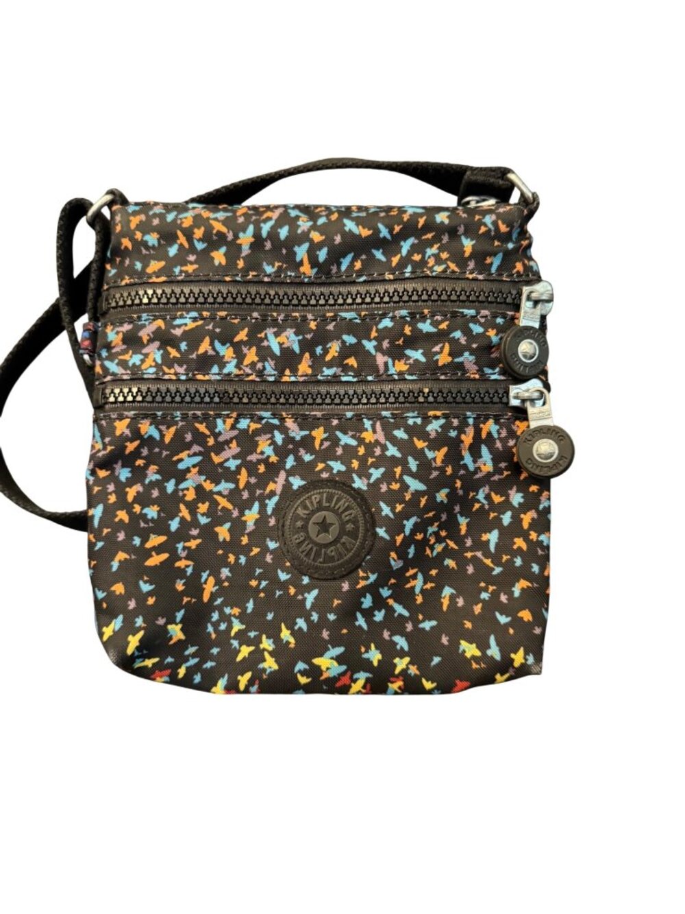 Kipling Crossbody Bag With Multicolor Print Adjustable Strap & Multiple Zipper C